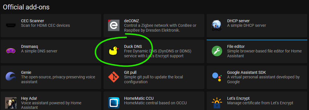 Install Add-on DuckDNS di homeassistant
